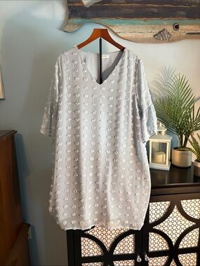 Light Blue Embroidered V-Neck Women's Dress